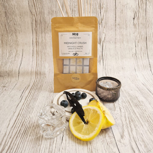 Wax melt din ceara de soia, Midnight crush - Patchouli, Ambra, Vanillie, Fructe, forma tableta tip ciocolata 80gr