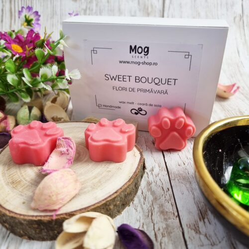 Wax melt din ceara de soia, Sweet bouquet – Flori de primavara, forma Paws 100gr